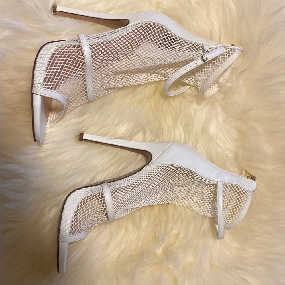 Elegant White Mesh Stiletto Heels - Picture 1 of 7